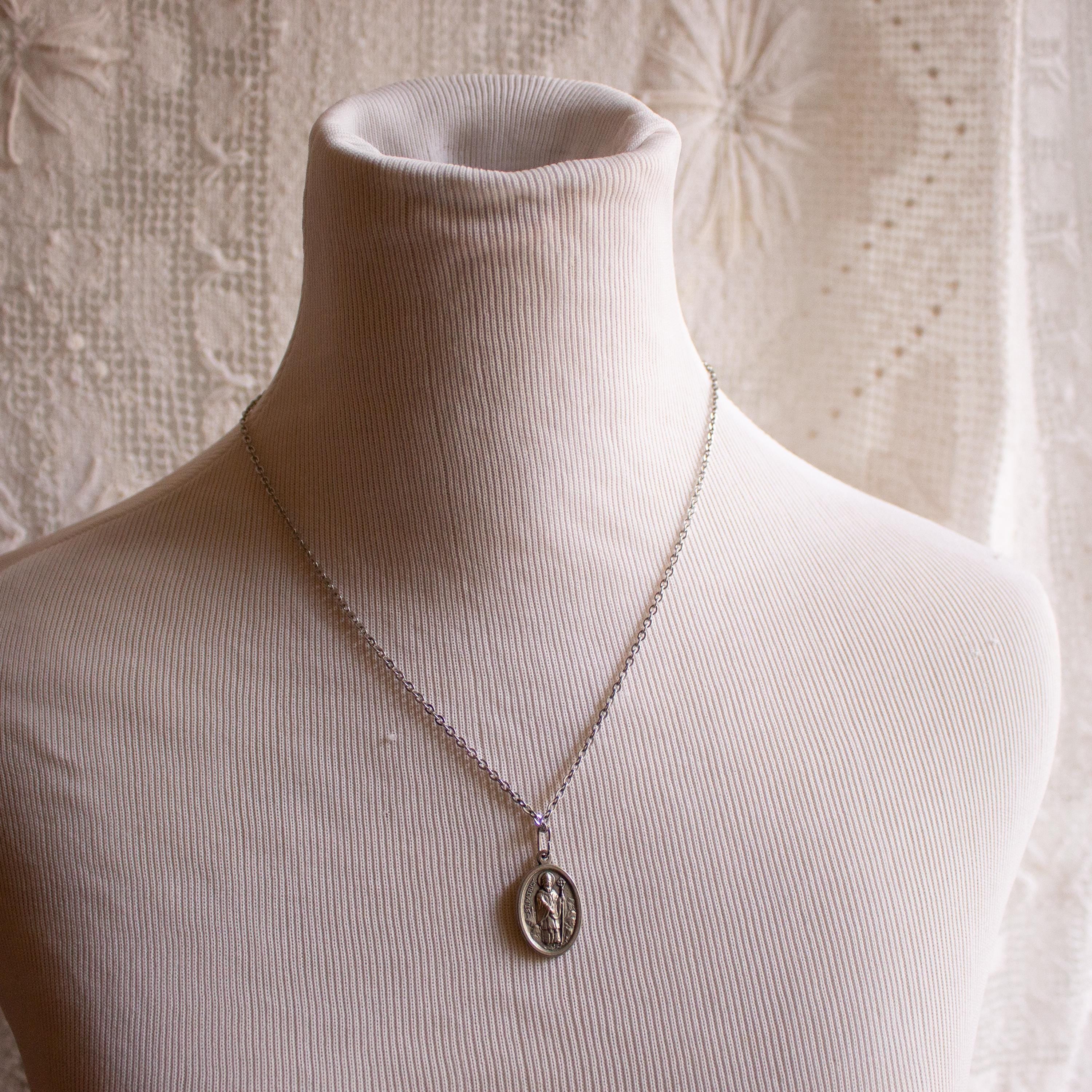 Vintage-Inspired St. Patrick and St. Bridget Pendant Necklace – Irish Saints Spiritual Jewelry