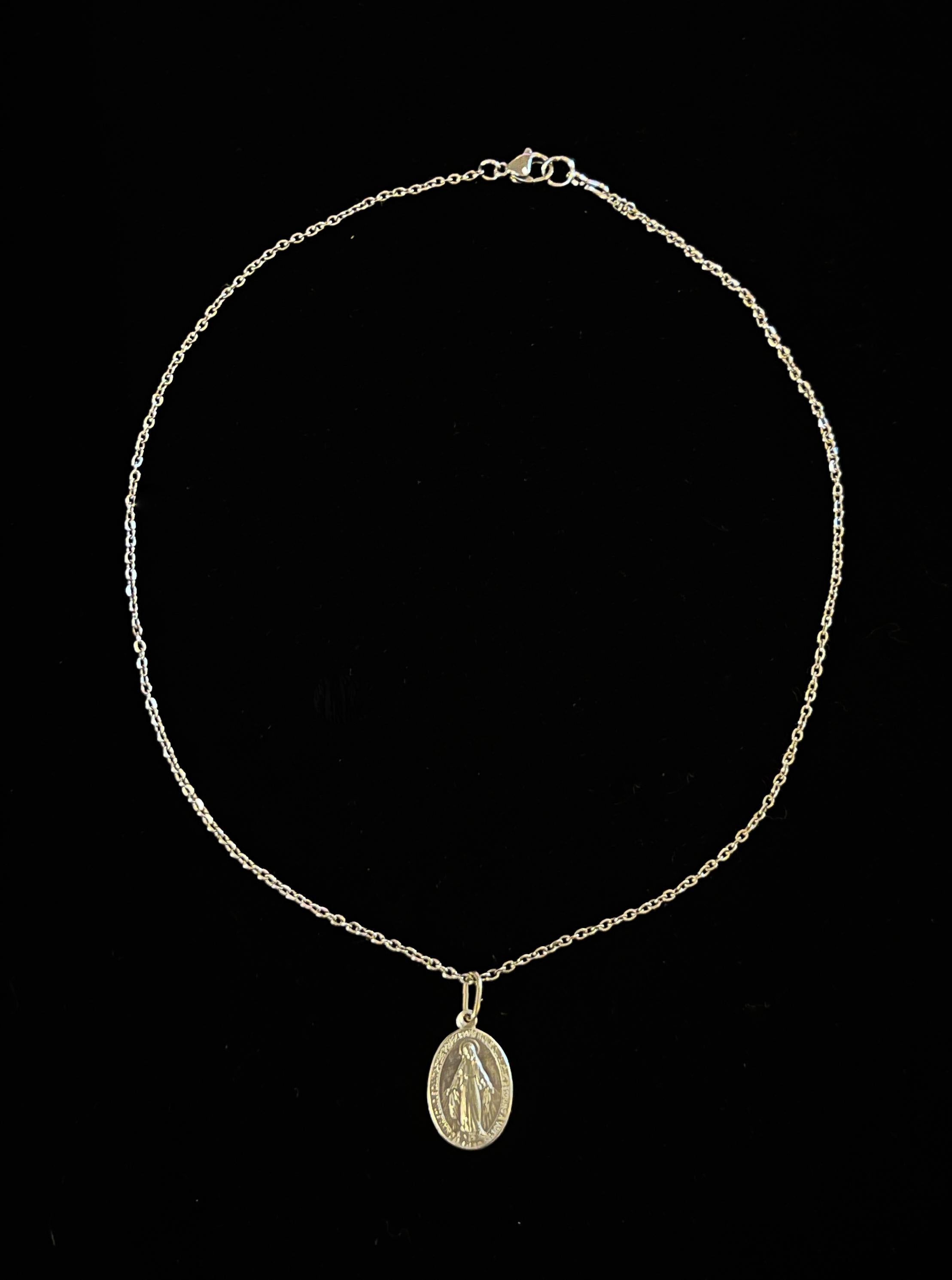 Vintage Dainty Miraculous Medal Virgin Mary Necklace – Spiritual Catholic Jewelry