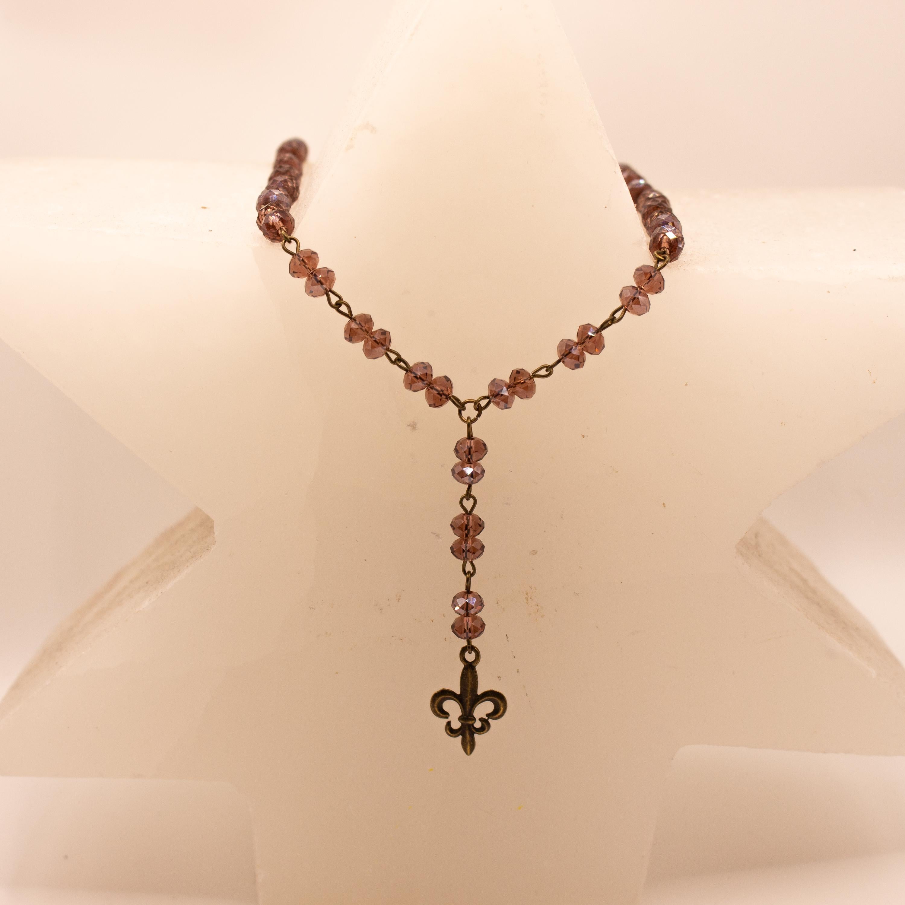 Light Purple Beaded Fleur-de-Lis Necklace ⋆ Vintage Inspired
