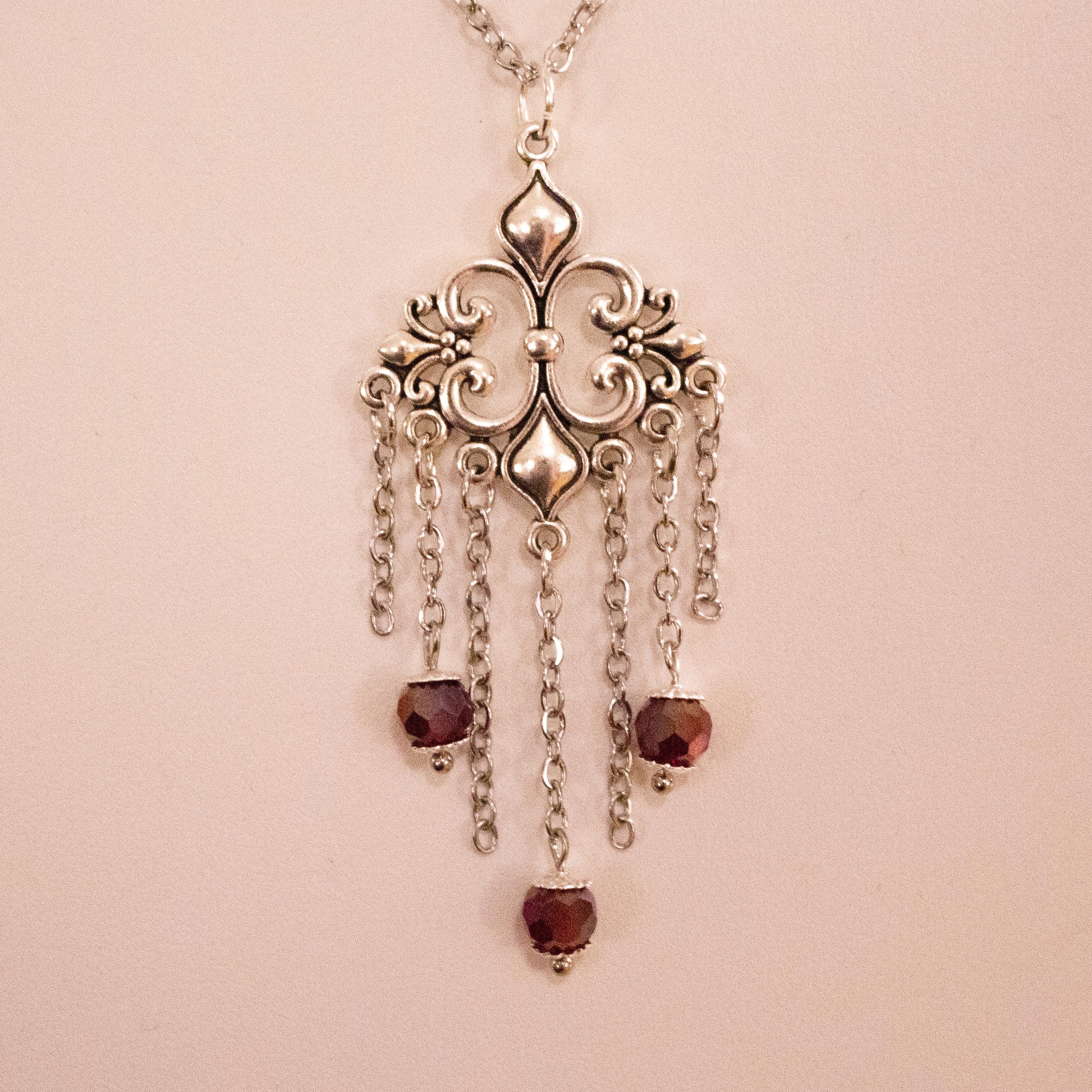 Silver Filigree Pendant Necklace ⋆ Vintage Inspired Drop Bead Jewelry