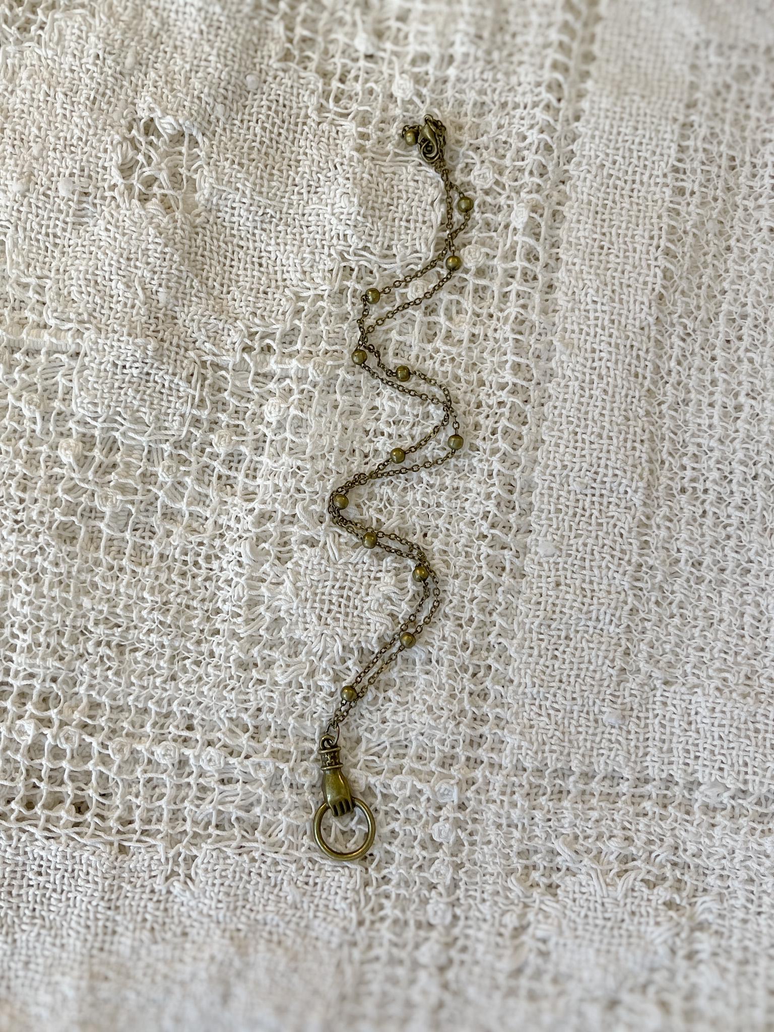 Vintage Inspired Bronze Necklace ⋆ Victorian Hand Knocker Pendant