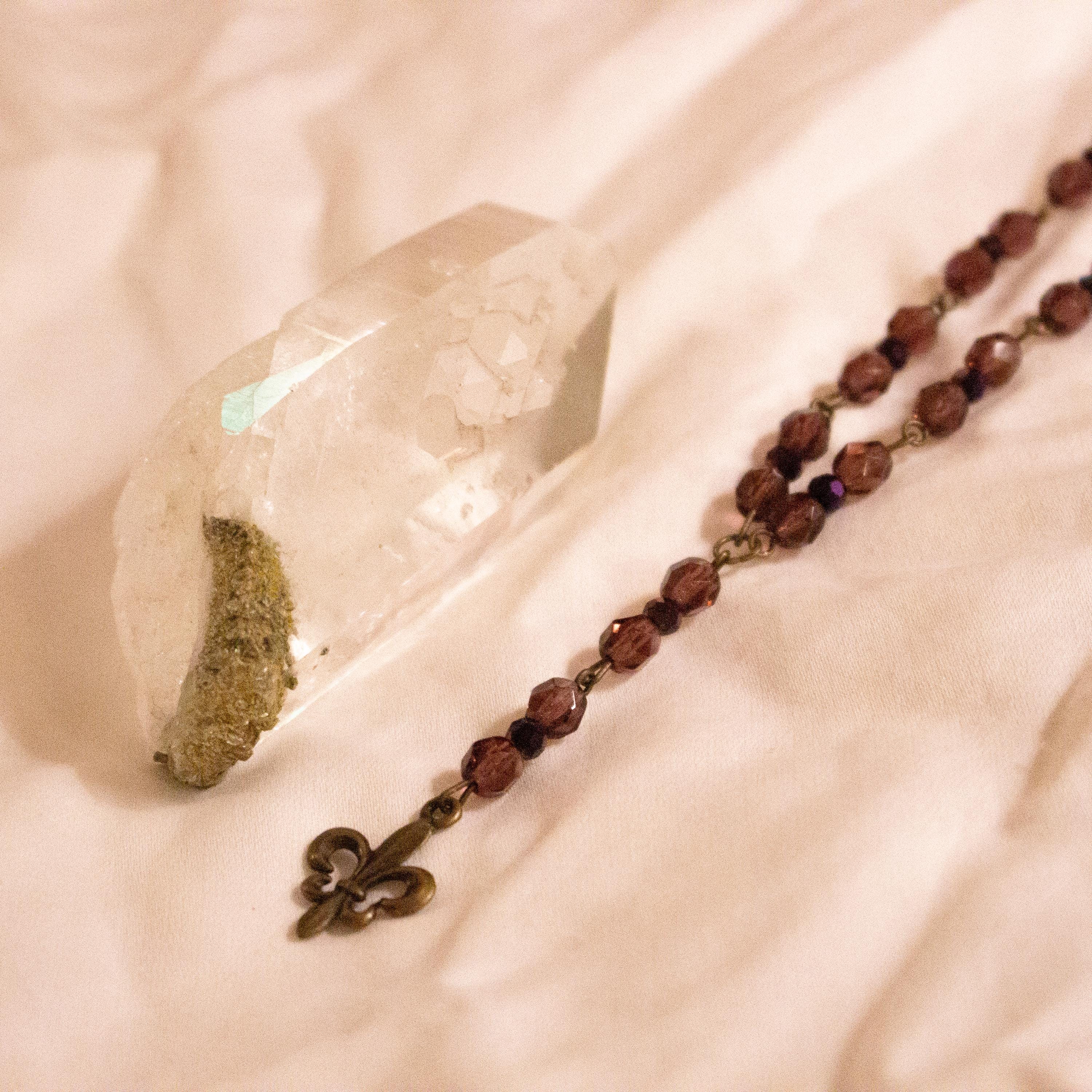 Light Purple Beaded Fleur-de-Lis Necklace ⋆ Vintage Inspired