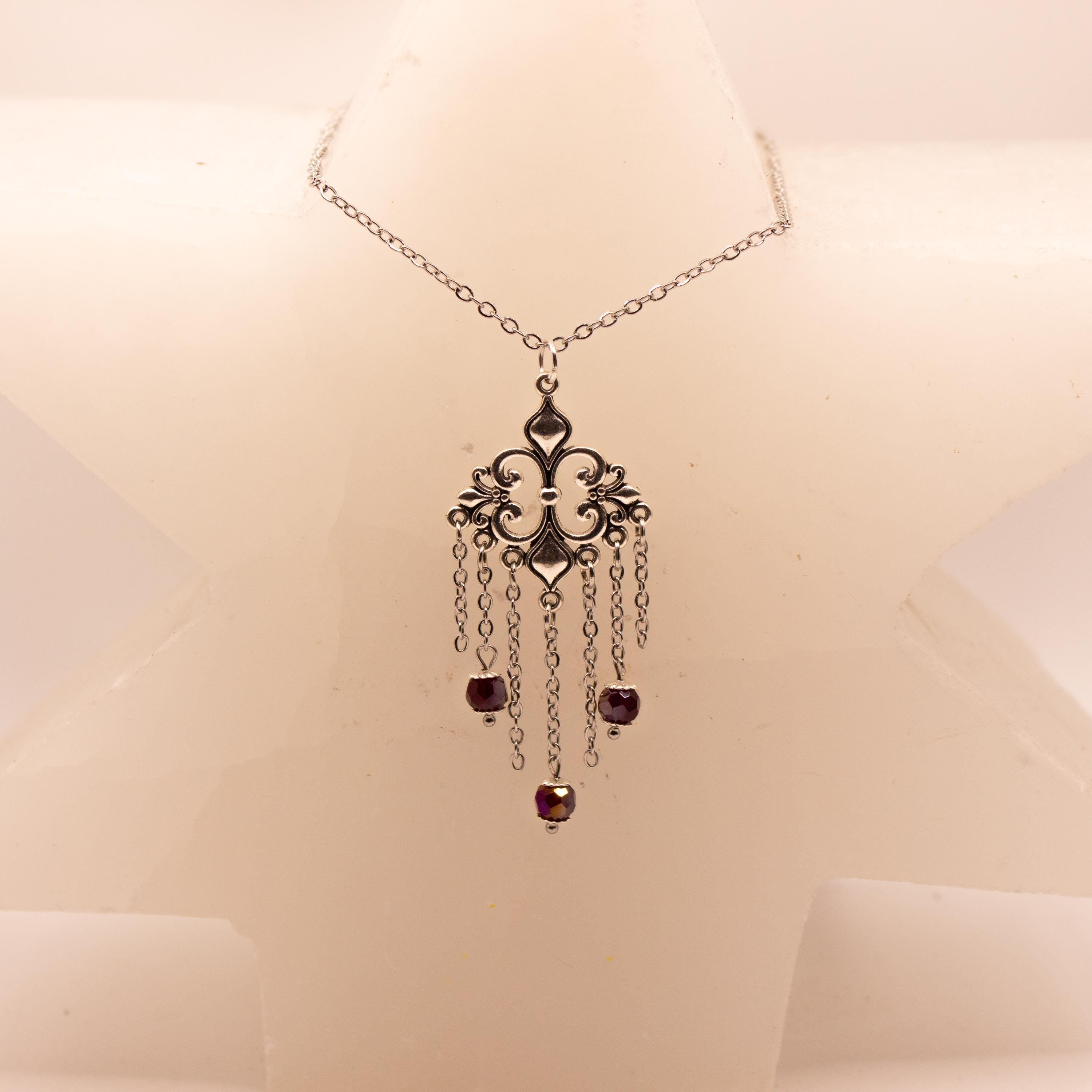 Silver Filigree Pendant Necklace ⋆ Vintage Inspired Drop Bead Jewelry