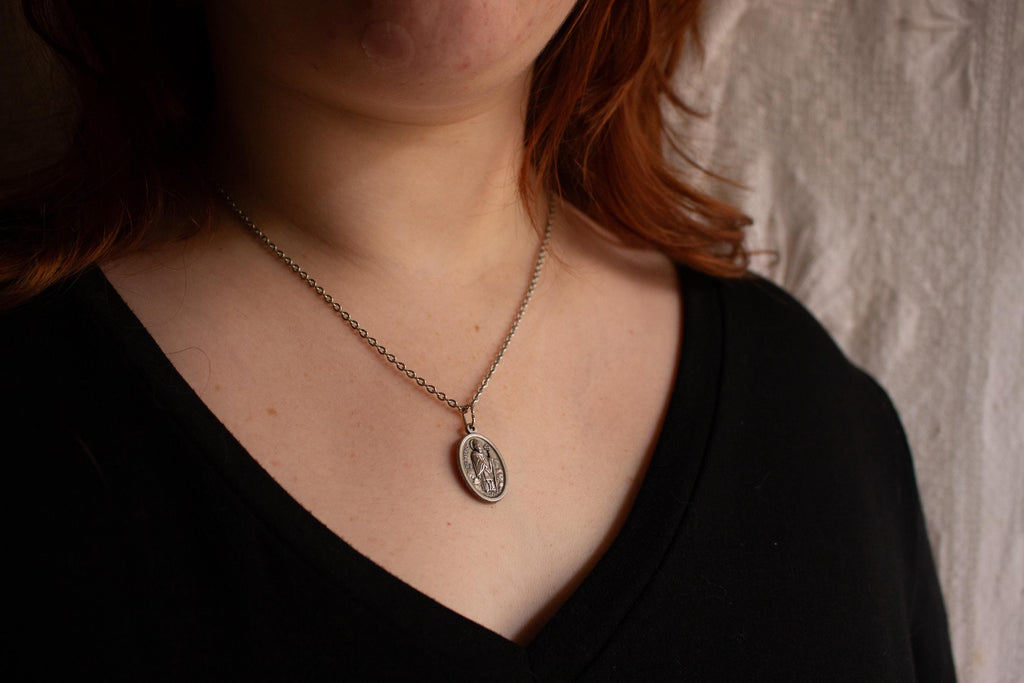 Vintage-Inspired St. Patrick and St. Bridget Pendant Necklace – Irish Saints Spiritual Jewelry
