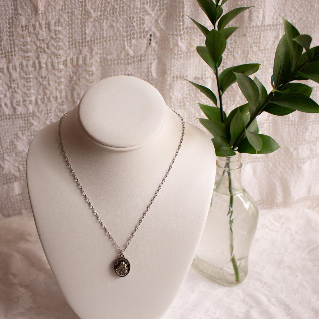 Vintage Inspired Our Lady of Mt. Carmel Pendant Necklace – Catholic Devotional Jewelry