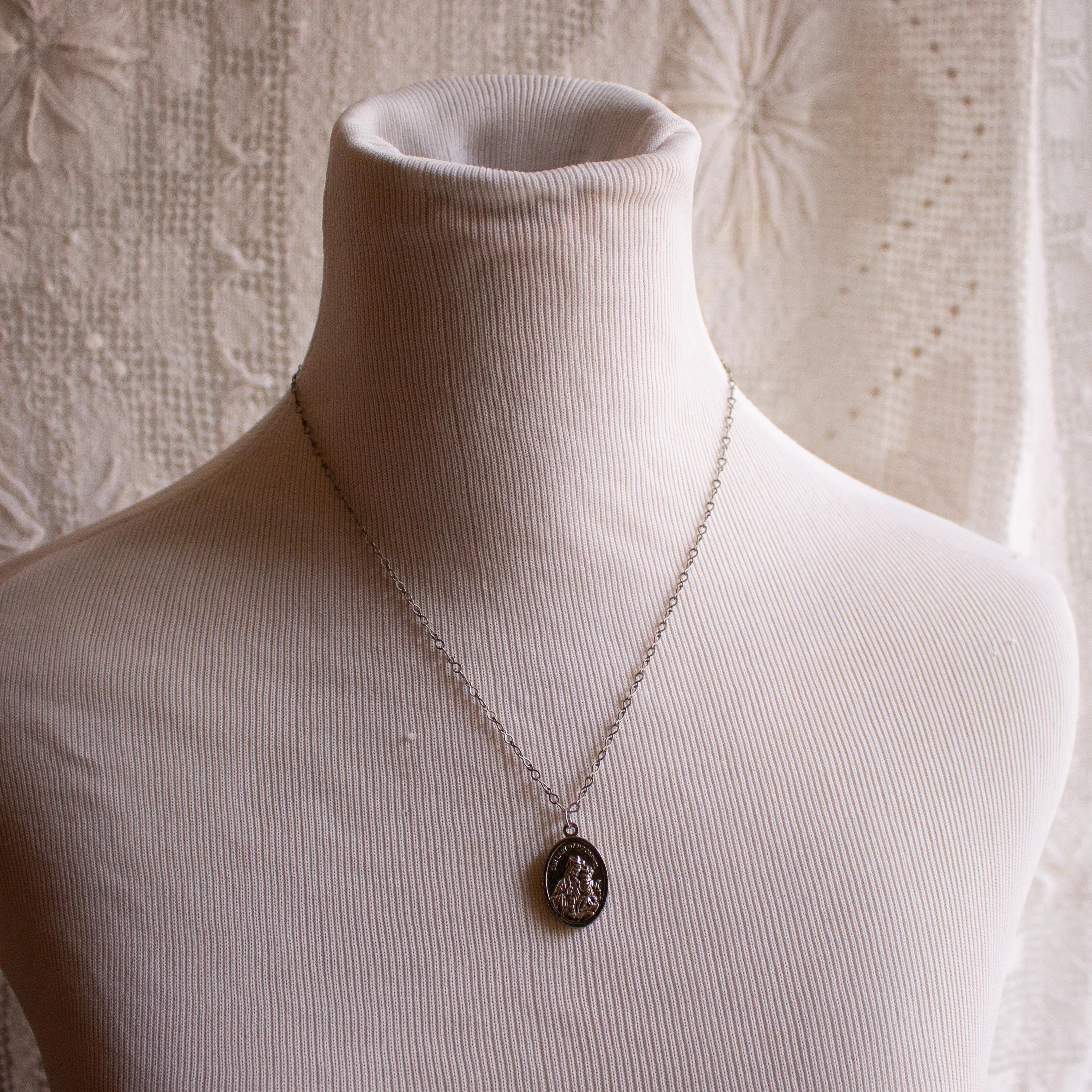 Vintage Inspired Our Lady of Mt. Carmel Pendant Necklace – Catholic Devotional Jewelry