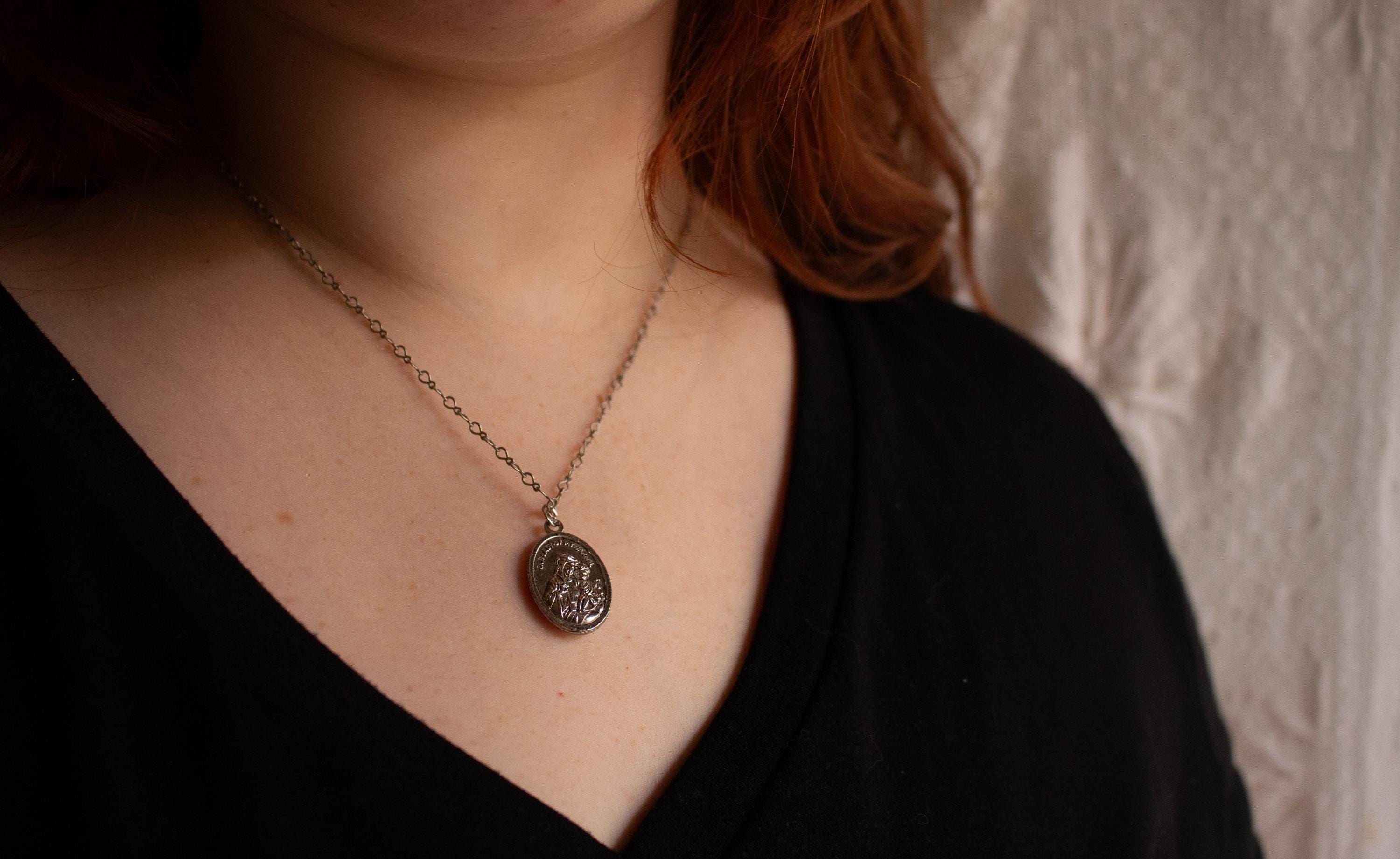 Vintage Inspired Our Lady of Mt. Carmel Pendant Necklace – Catholic Devotional Jewelry