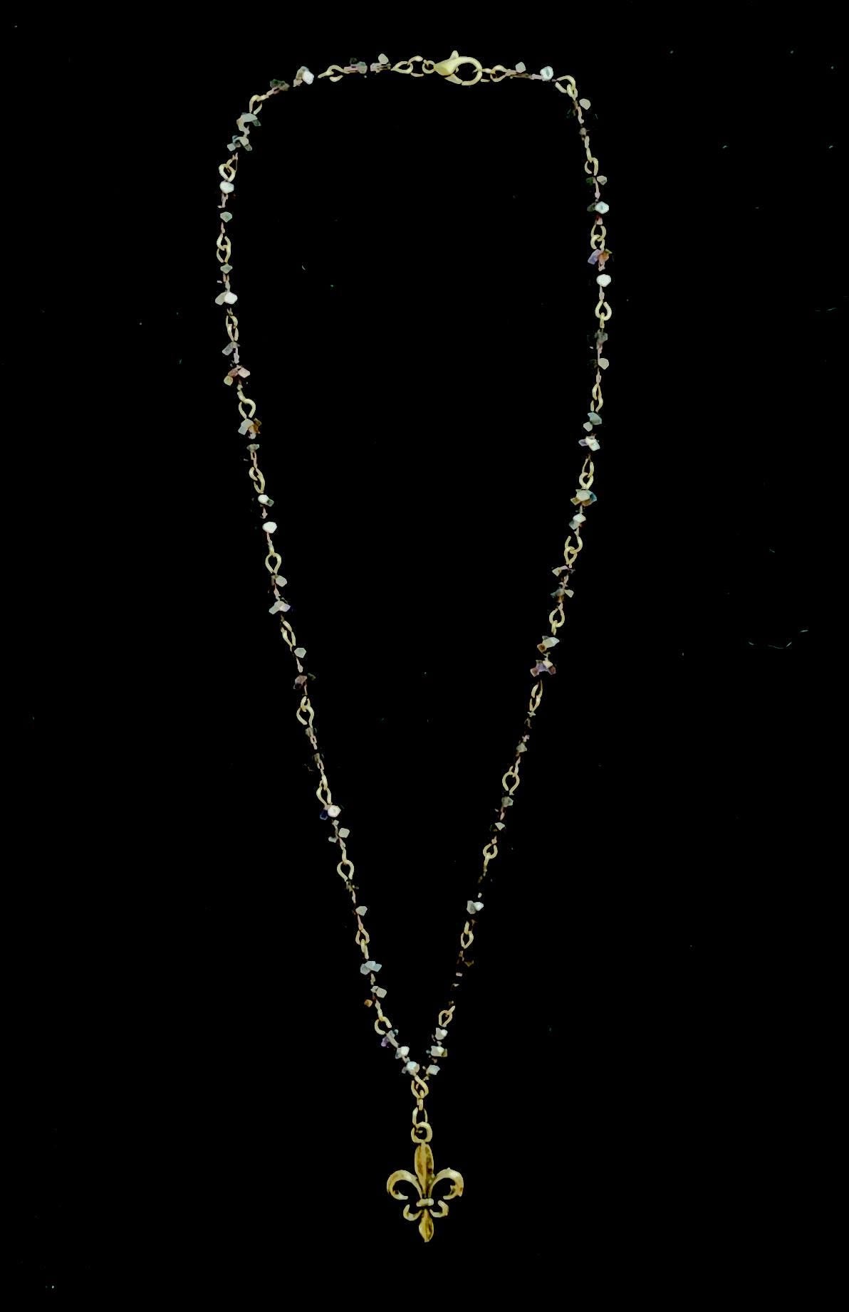 Purple Beaded Fleur-de-Lis Necklace – Vintage Inspired Pendant Jewelry