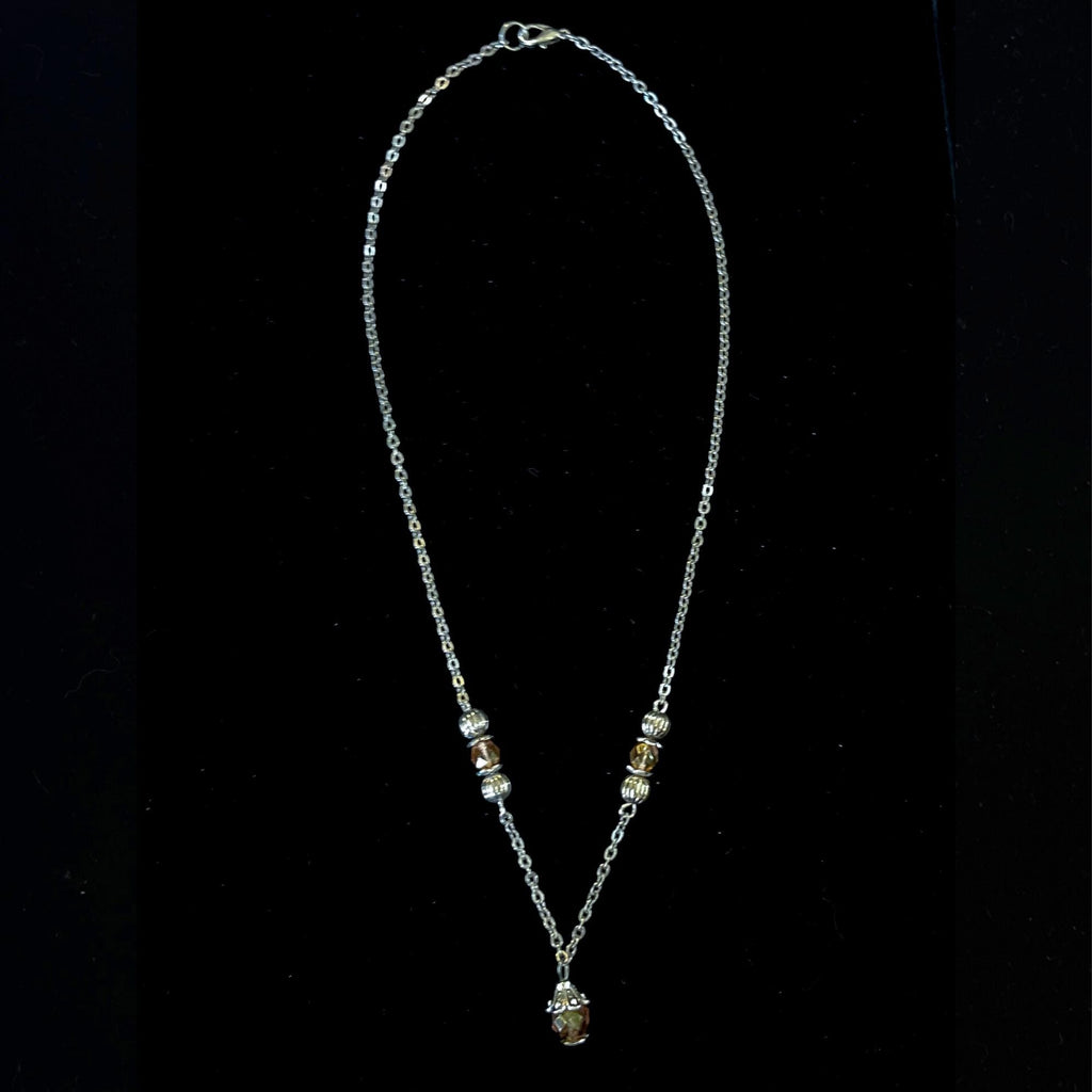 Vintage Inspired Light Pink Dainty Flower Drop Glass Beaded Necklace – Feminine Romantic Jewelry