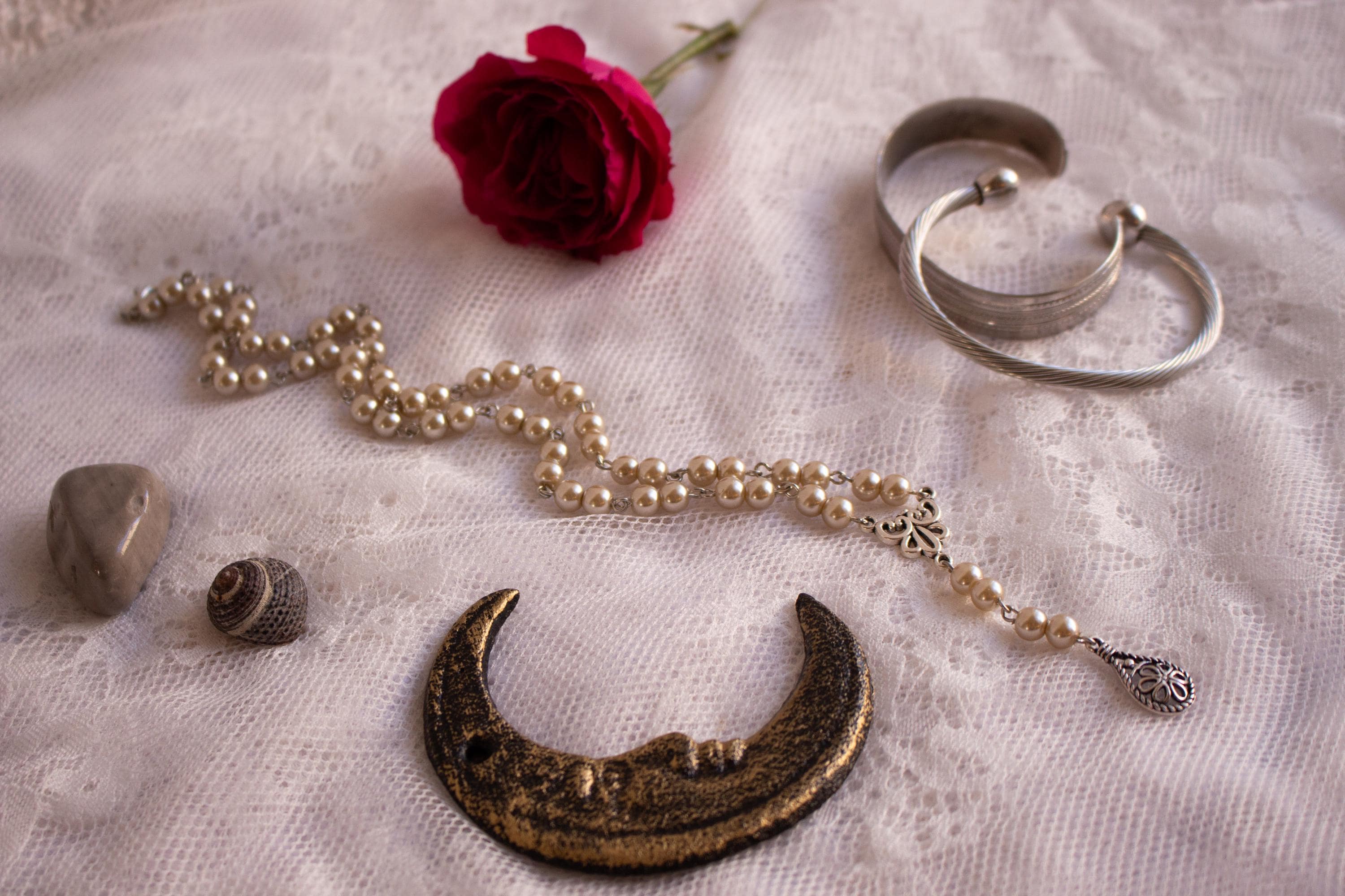 Vintage Inspired Rosary Style Drop Pendant Necklace – Silver Accent Religious Jewelry