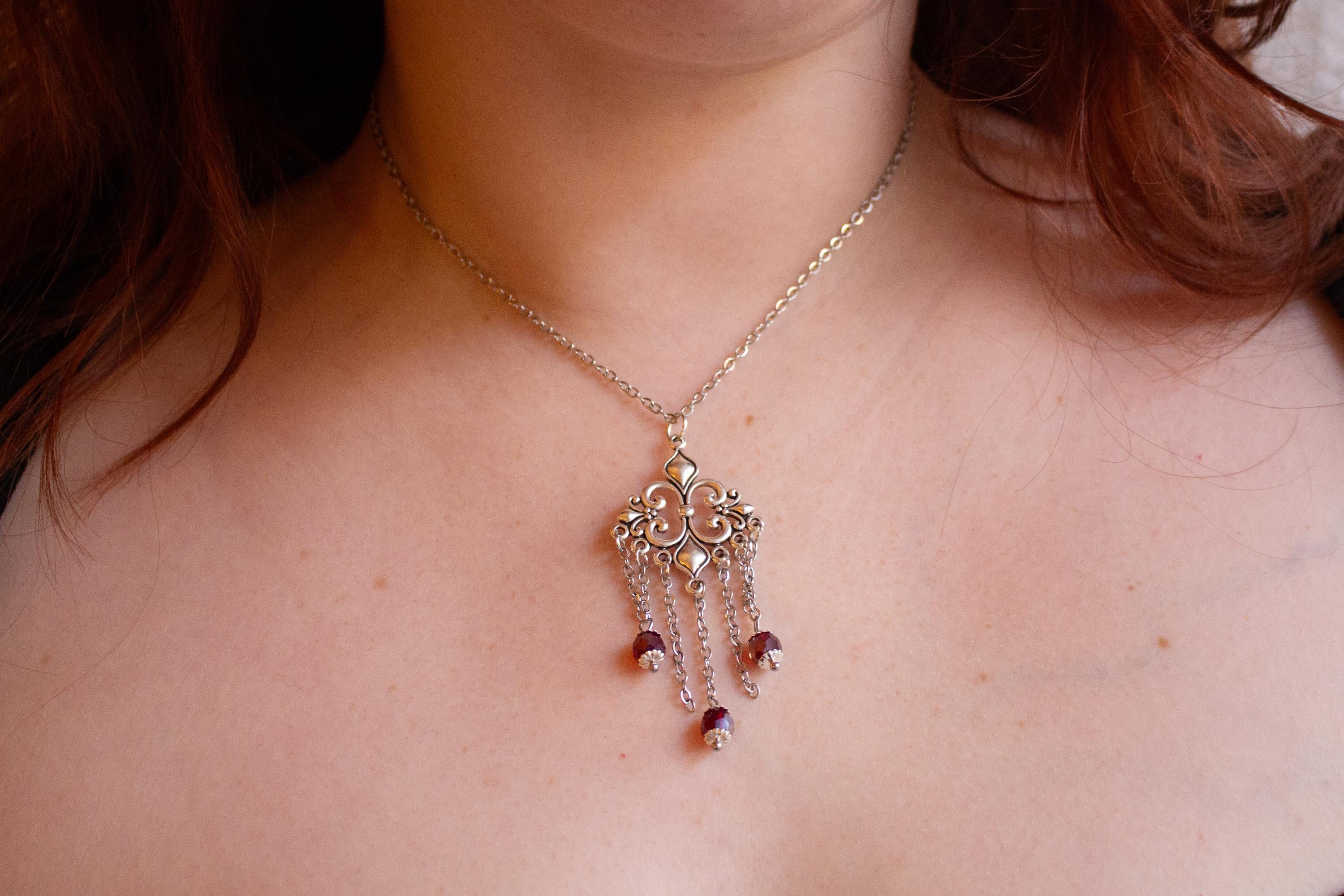 Silver Filigree Pendant Necklace ⋆ Vintage Inspired Drop Bead Jewelry