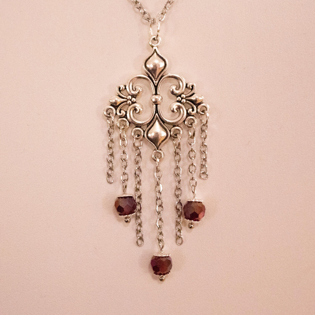 Silver Filigree Pendant Necklace ⋆ Vintage Inspired Drop Bead Jewelry