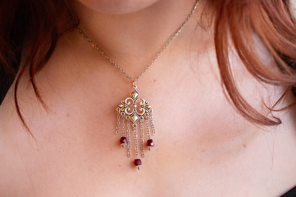 Silver Filigree Pendant Necklace ⋆ Vintage Inspired Drop Bead Jewelry