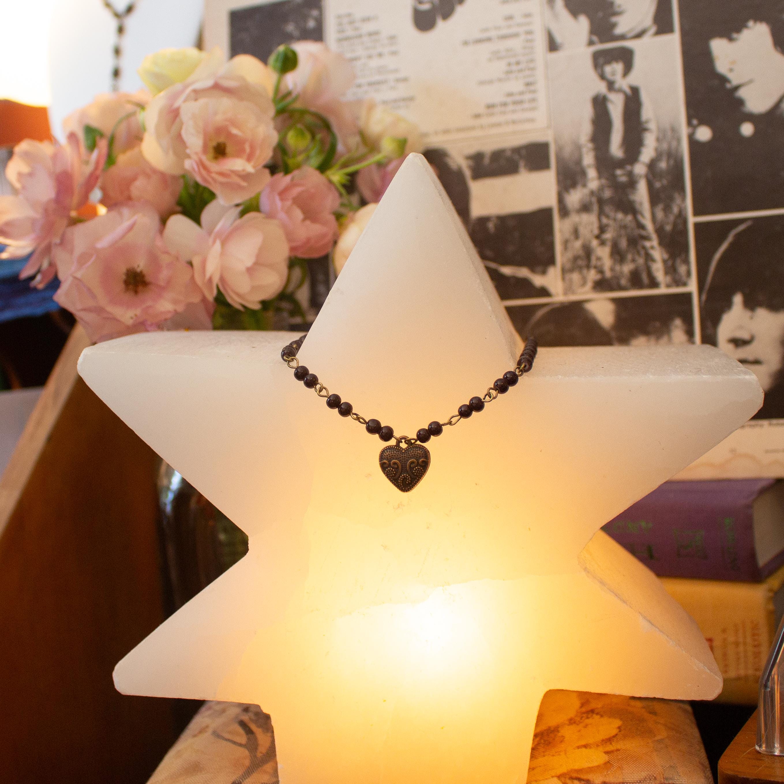 Vintage Inspired Hand Beaded Necklace with Vintage Heart Pendant – Romantic Statement Jewelry