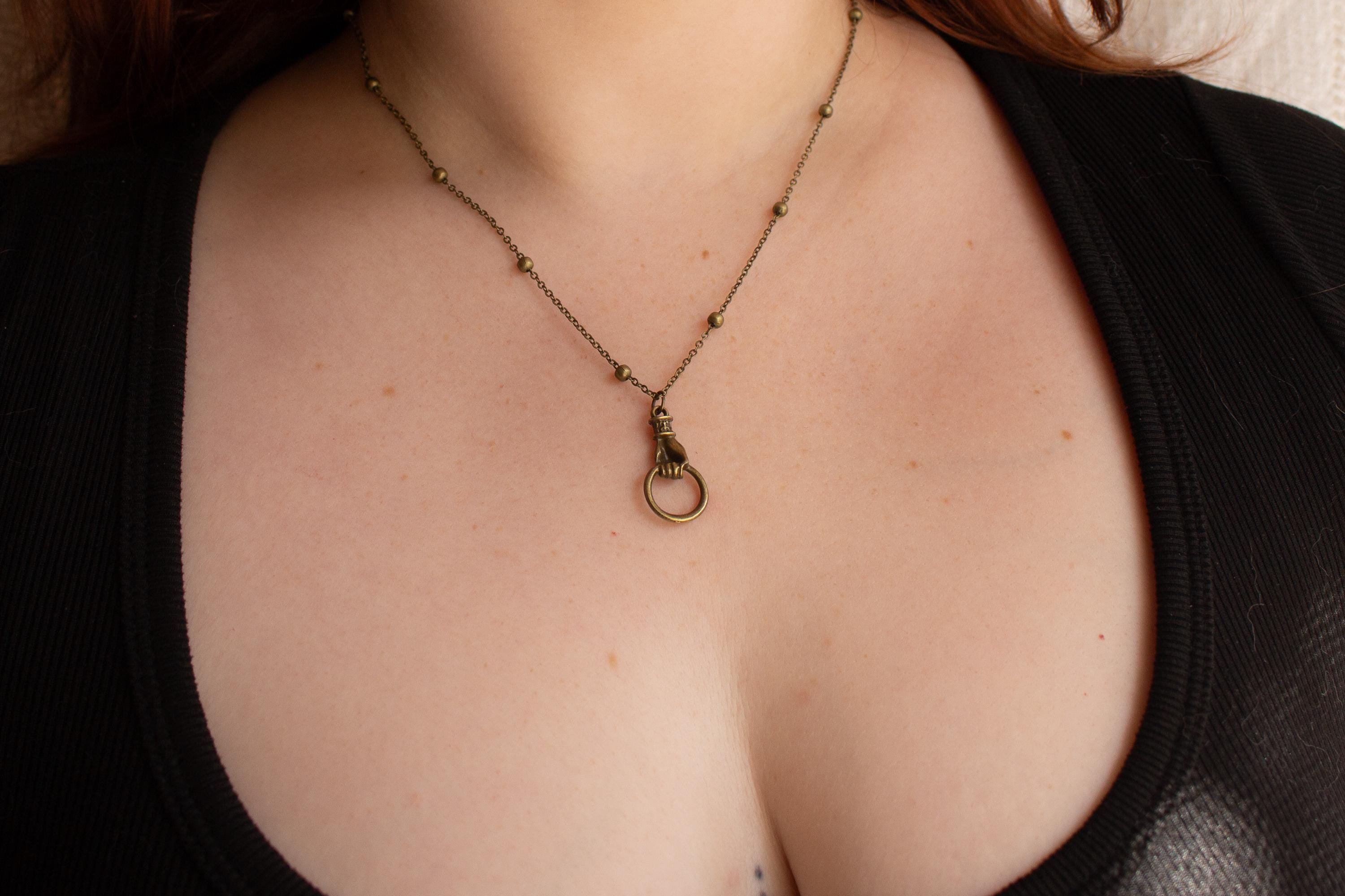 Vintage Inspired Bronze Necklace ⋆ Victorian Hand Knocker Pendant