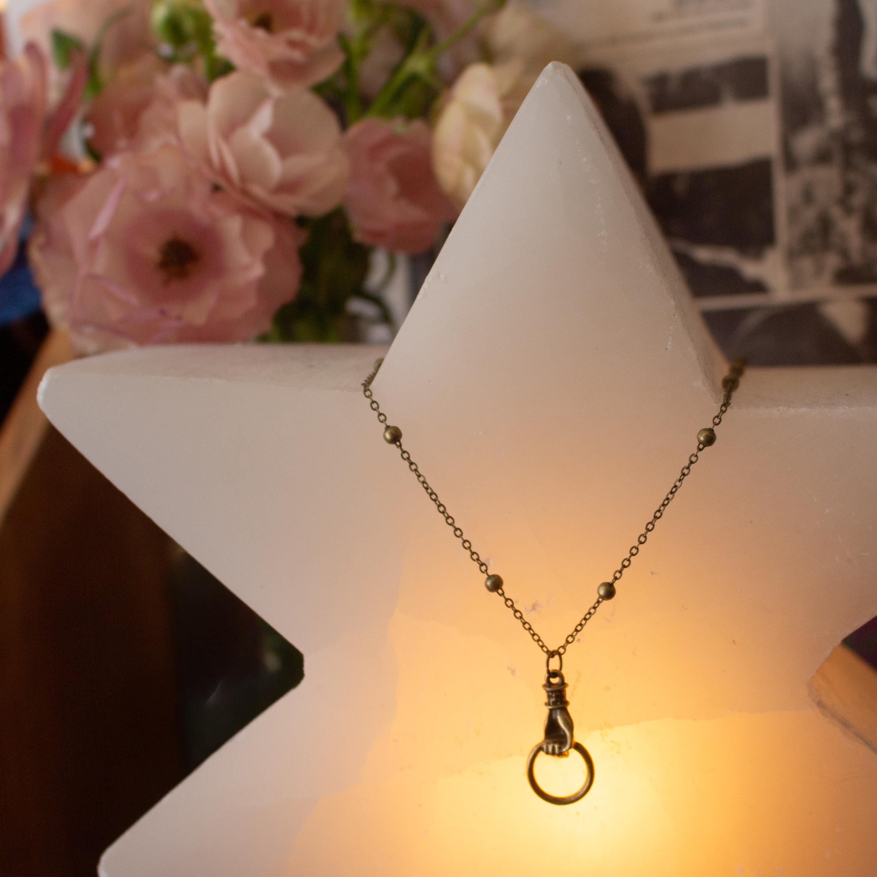 Vintage Inspired Bronze Necklace ⋆ Victorian Hand Knocker Pendant