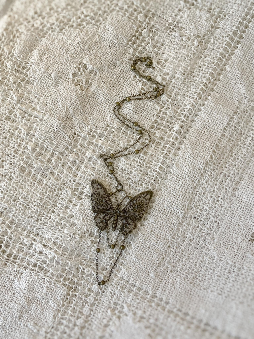 Bronze Butterfly Pendant Necklace: Vintage-Inspired Gothic Jewelry